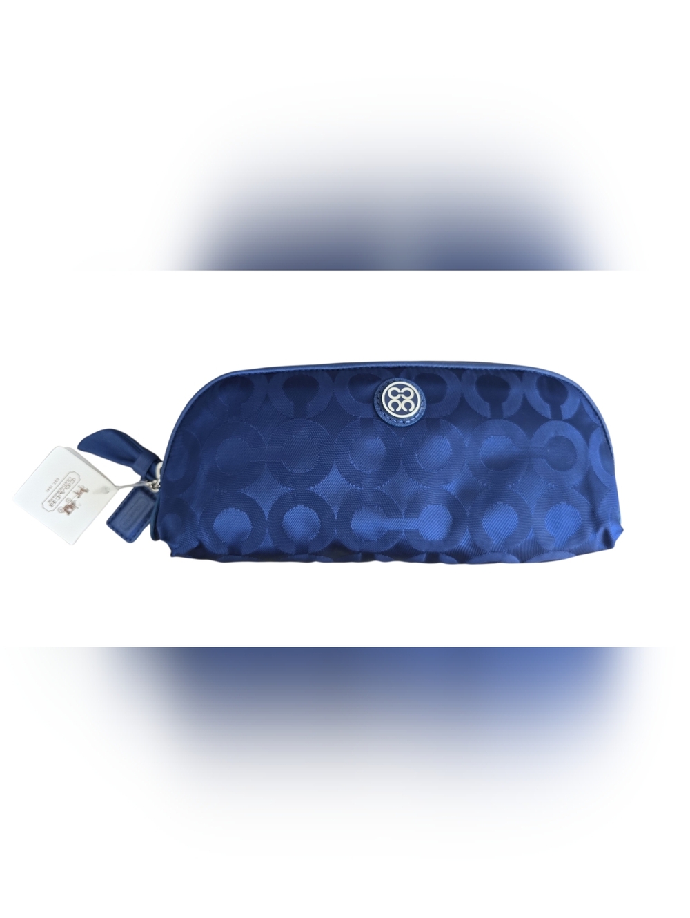 NWT Coach Y2K Navy Blue Julia Nylon Optic Signature Cosmetic Brush Case‎ 45108P